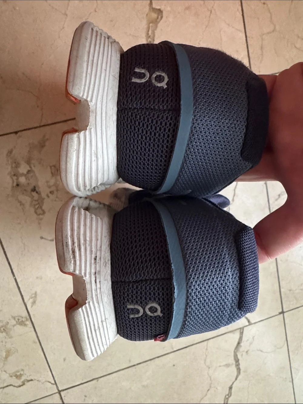On Running Men's Navy, Gray and Orange Mesh Sneakers